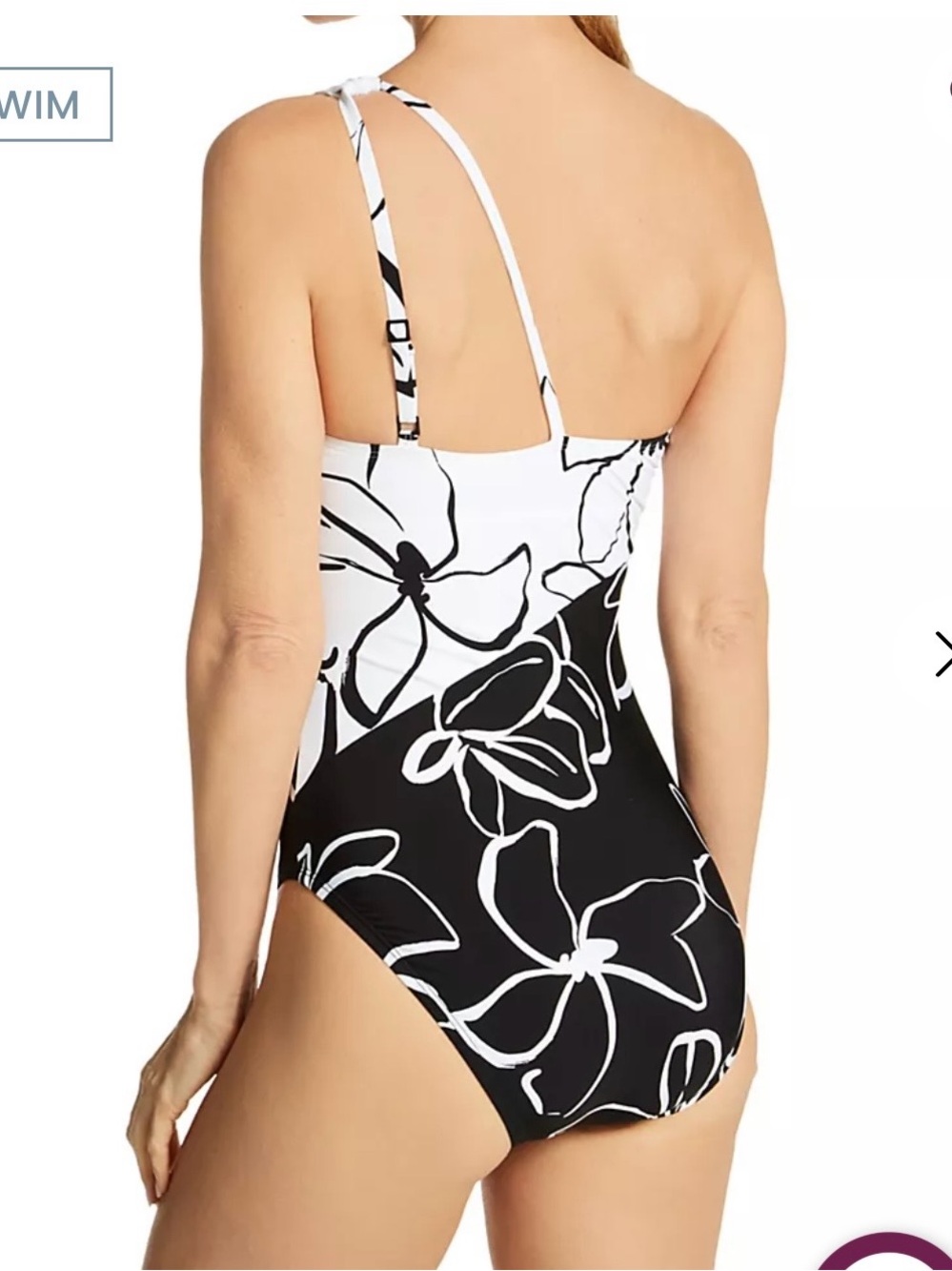 La Blanca Black and White One-Shoulder Floral One-Piece - Picture 2 of 4